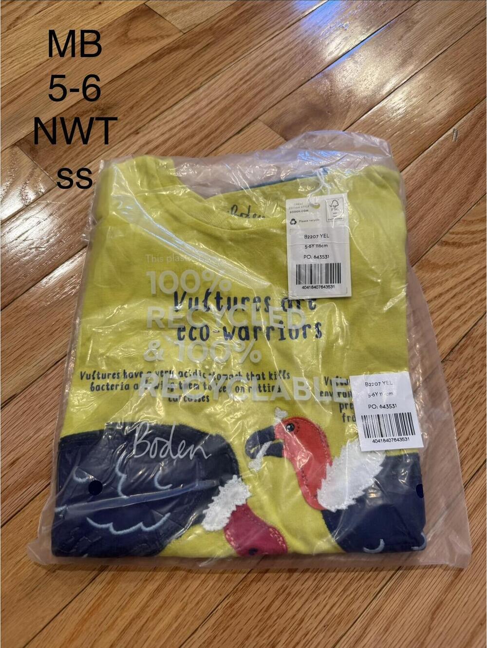Boden Kids Yellow Graphic T-Shirt Size 5-6 NWT